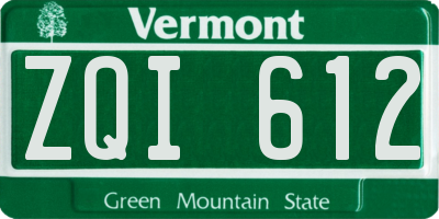 VT license plate ZQI612