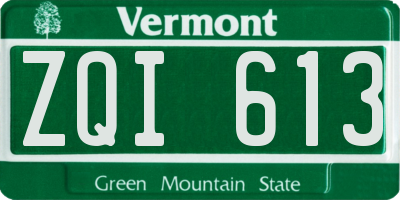 VT license plate ZQI613