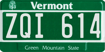 VT license plate ZQI614