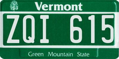 VT license plate ZQI615