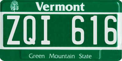 VT license plate ZQI616
