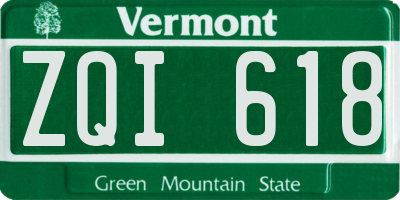 VT license plate ZQI618