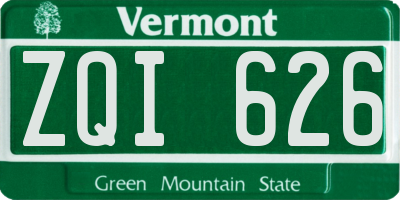 VT license plate ZQI626