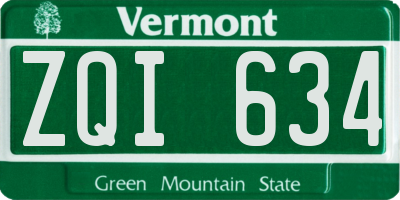 VT license plate ZQI634