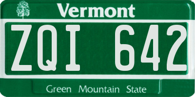 VT license plate ZQI642