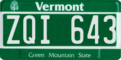 VT license plate ZQI643