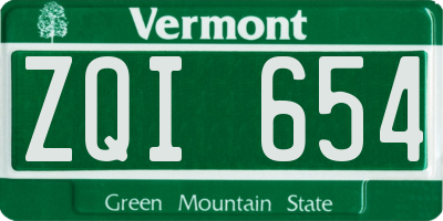 VT license plate ZQI654