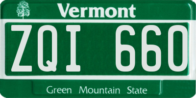 VT license plate ZQI660
