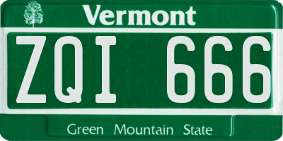 VT license plate ZQI666
