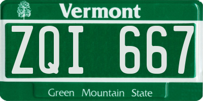 VT license plate ZQI667