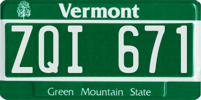 VT license plate ZQI671
