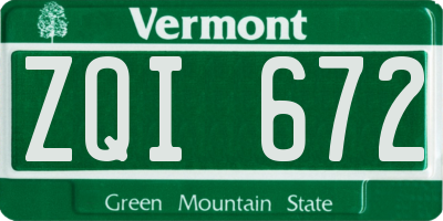 VT license plate ZQI672