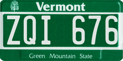VT license plate ZQI676