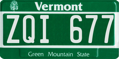 VT license plate ZQI677