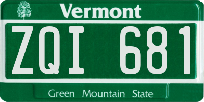 VT license plate ZQI681
