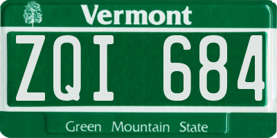 VT license plate ZQI684