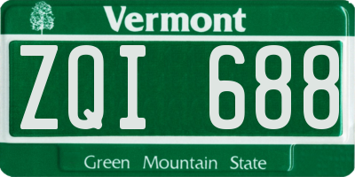 VT license plate ZQI688