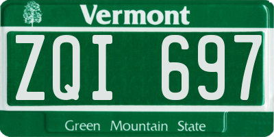 VT license plate ZQI697