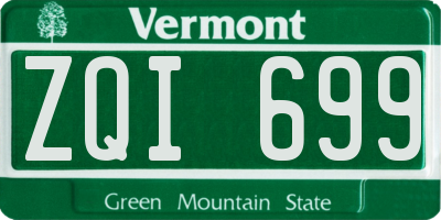 VT license plate ZQI699