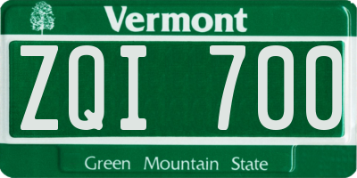 VT license plate ZQI700