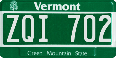 VT license plate ZQI702