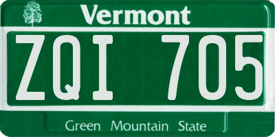 VT license plate ZQI705