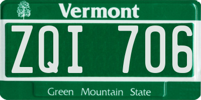 VT license plate ZQI706