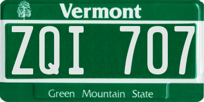 VT license plate ZQI707