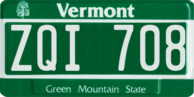 VT license plate ZQI708