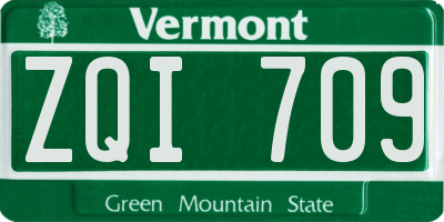 VT license plate ZQI709