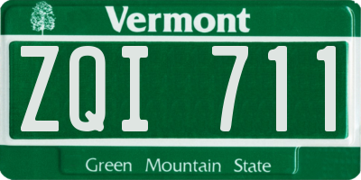 VT license plate ZQI711