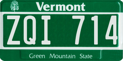 VT license plate ZQI714