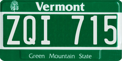VT license plate ZQI715