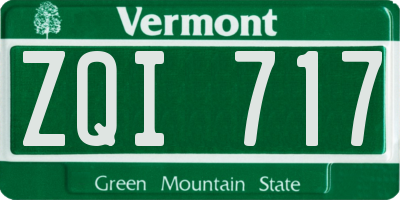 VT license plate ZQI717