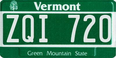 VT license plate ZQI720
