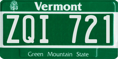 VT license plate ZQI721