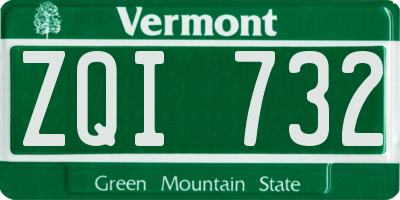 VT license plate ZQI732