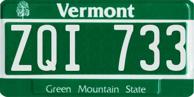 VT license plate ZQI733