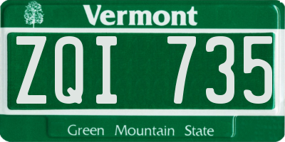 VT license plate ZQI735