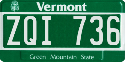 VT license plate ZQI736