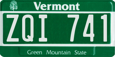 VT license plate ZQI741