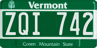 VT license plate ZQI742