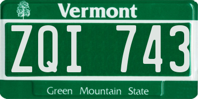 VT license plate ZQI743