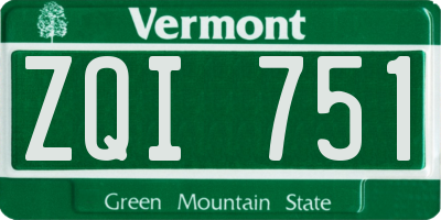 VT license plate ZQI751