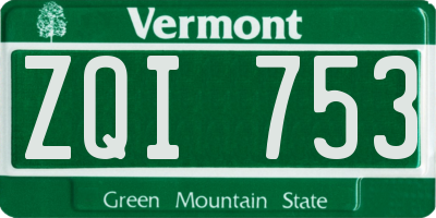 VT license plate ZQI753