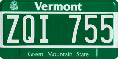VT license plate ZQI755