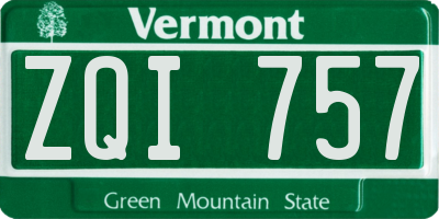 VT license plate ZQI757