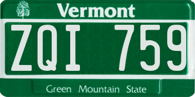 VT license plate ZQI759