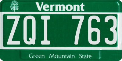 VT license plate ZQI763