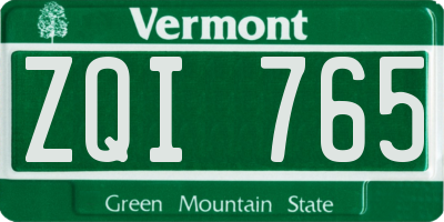VT license plate ZQI765